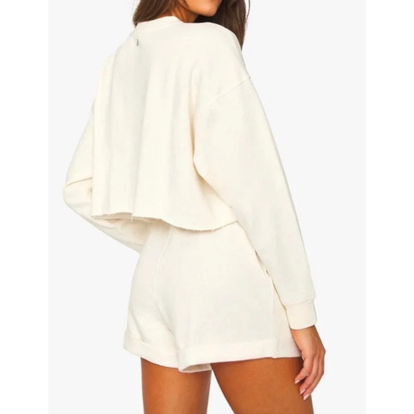 NEW WeWoreWhat Women's Size XL Off White Cropped Sweatshirt - Picture 2 of 5